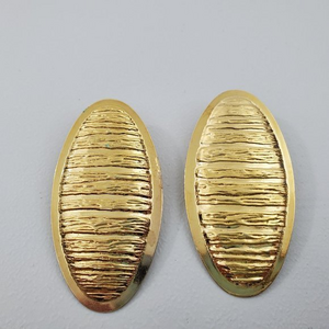 Textured Earrings Gold‎ Tone Vintage Style Stripe H